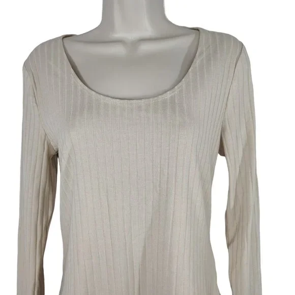 Forever 21 Tan Ribbed Knit Bodysuit Women Size XL Snap Crotch Long Sleeve NEW - Picture 2 of 7
